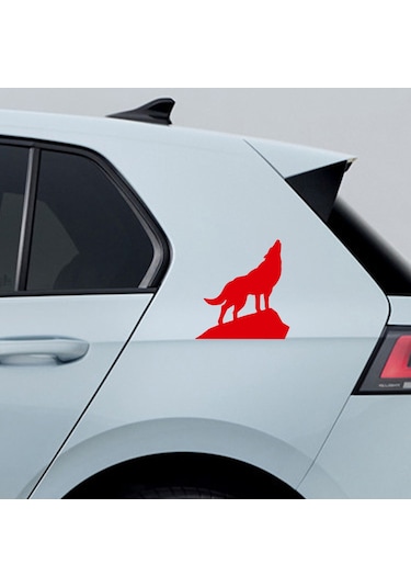Bozkurt Sticker - Kurt Sticker - Oto Sticker - 17cmx20cm-kırmızı