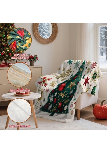 Noel Fral Küçük Battaniye Festival Atmosferi Pratik Kullanım-mt-flr-111 150 130 Yeşil