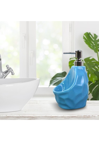 Suntek Losyon Mavi Saklama Bölmeli Sabunluk Boş Seramik