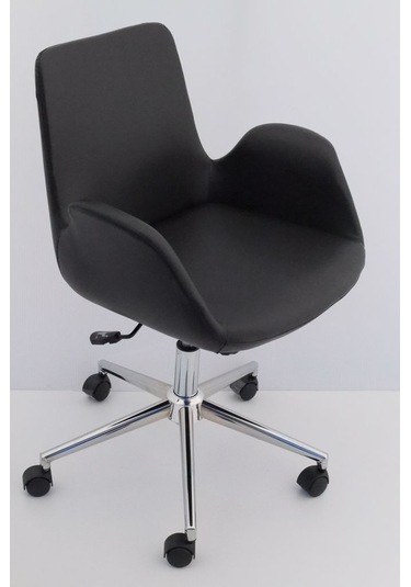 Hava Siyah Deri Ofis Çalışma Koltuğu