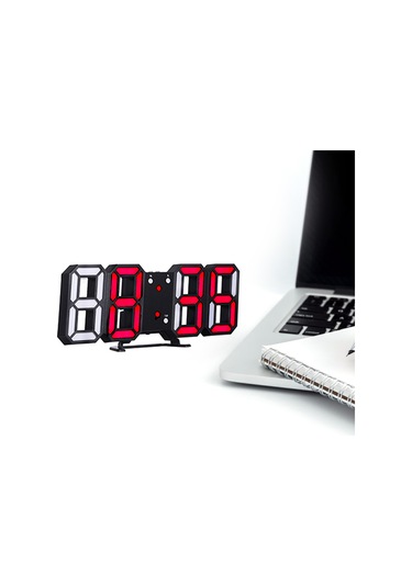 3d Led Dijital Saat Elektronik Masa Saati Çalar Saat Duvar Parlayan Asılı Saatler Siyah Kabuk Kırmızı Ekran