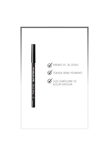 Note Cosmetics Silk Tattoo Liner Suya Dayanıklı İpeksi Jel Göz Kalemi - 01 Midnight - Siyah (Mat)