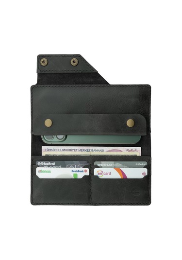 Twingold İsme Özel Dikey Çıtçıtlı Uzun Cüzdan - %100 Rainbow Deri - A010006 - Antrasit Antrasit
