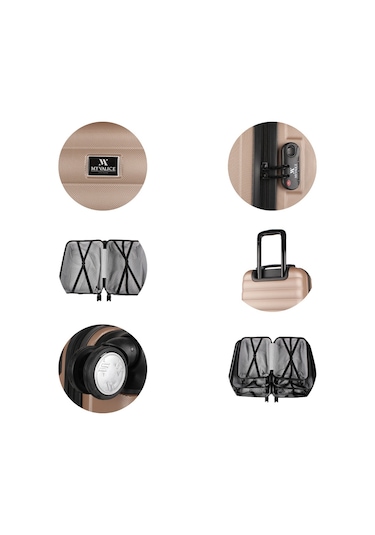 My Valice Colors Abs Kabin Ve Orta Boy Gold 2'li Valiz Seti Altın