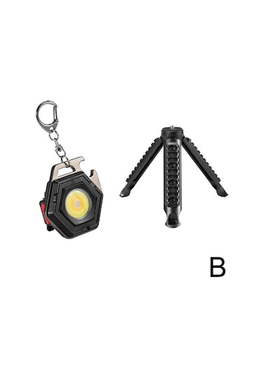 Küçük Mini Led Işık Yayan Küçük El Feneri Anahtarlık Işığı Güçlü Taşınabilir Işık El Feneri Ultra Hafif W5131+bracket Siyah