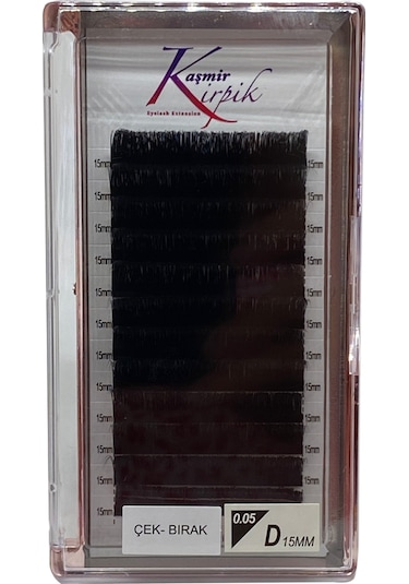 Kaşmir Kirpik Çek Bırak D Kıvrım 0.05 MM 15 Numara Tek Boy Kirpik