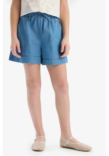 Defacto Kız Çocuk Beli Lastikli Jean Şort B6386a825smnm28 Mavi