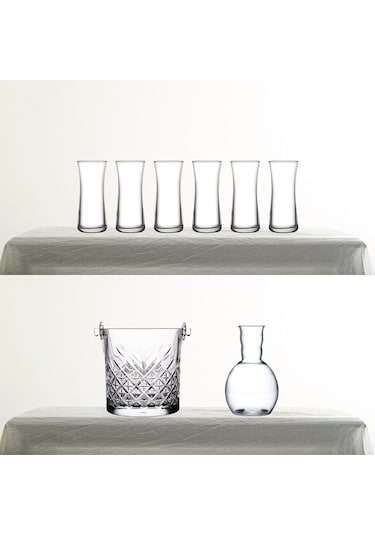 Paşabahçe Rakı Bardağı,nude Kristal Karaf Ve Timeless Buz Kovası