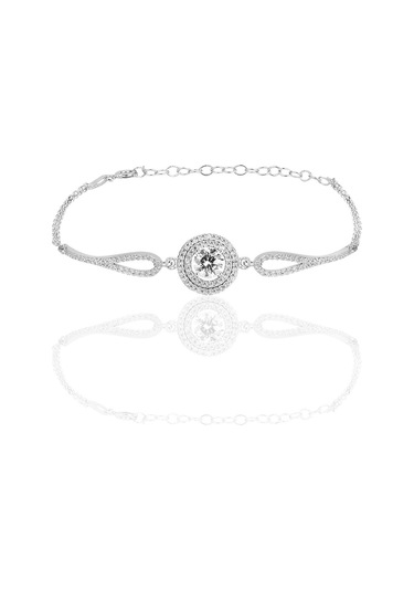 Gümüş Rodyumlu Zirkon Taşlı Pırlanta Montürlü Yuvarlak Bileklikli Üçlü Set