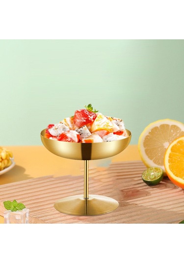 Suntek Paslanmaz Çelik Dondurma Kupası Düğün İçin Zarif 250ml Altın