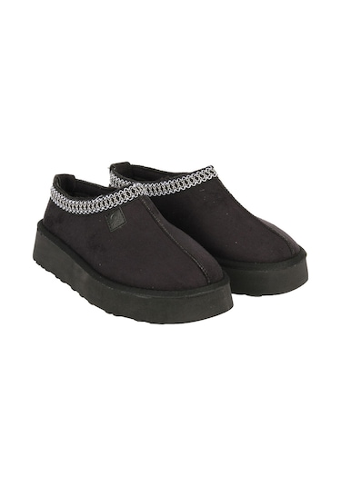 Benetton İçi Tüylü Yarım Ayakkabı Terlik Siyah