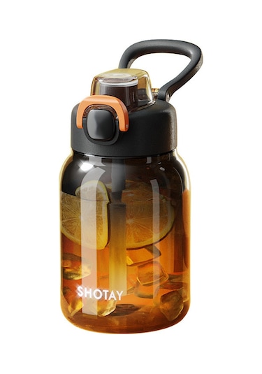 Tuomeng Büyük Kapasiteli Spor Su Bardağı Öğrenci Yeni Mezun Taşınabilir Pipetli Bardak Siyah 700ml