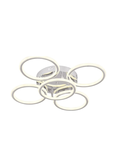 Eksen Krom 4+1 Kumandalı Ve Dimerli Beyaz, Sarı, Gün Işığı Ledli Plafonyer Avize Sb-ld-506 Krom