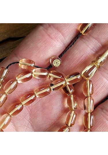 6X9 mm Bürokrat Boy Şeffaf Ateşi Kehribar Tesbih