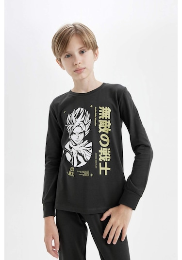 DeFacto Erkek Çocuk Pijama Takımı Baskılı Uzun Kollu Üst Uzun Alt D4364A824WNAR221