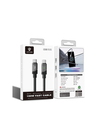 Lenyes Lc506 Type-c To Type-c Pd 100w Hızlı Şarj Özellikli Data Ve Şarj Kablosu 1m Siyah Siyah