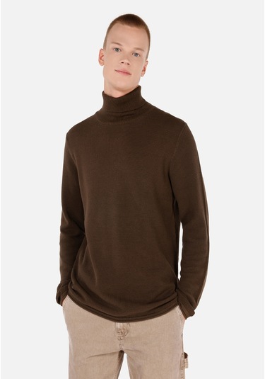 Colins Regular Fit Turtle Neck Kahverengi Erkek Kazak Cl1064879 Kahverengi