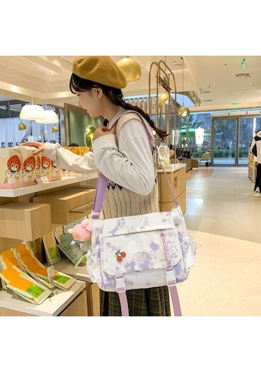 Novahub Siyah Kadın Crossbody Çanta - Büyük Kapasiteli Messenger Omuz Çantası - Öğrenci Baskı Design - Yumuşak Naylon Ve Polyester Astar - Fermuarlı - Siyah Siyah