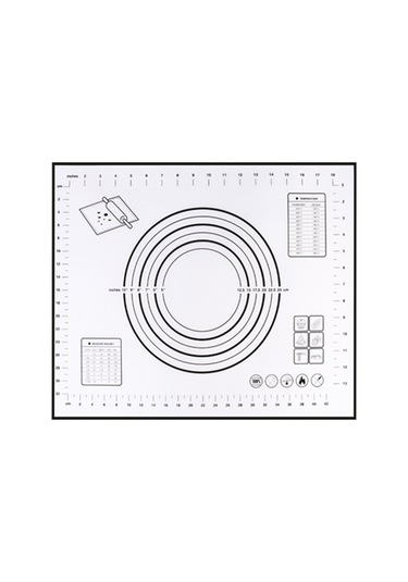 Honmex Siyah Silikon Hamur Hazırlama Matı, Ölçü İçerir, 50x40cm, Fırın Ve Barbekü İçin Yeniden Kullanılabilir Siyah