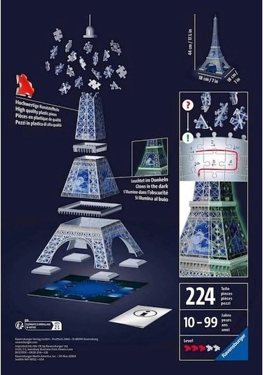Ravensburger Karanlıkta Parlayan 3d Puzzle Eyfel