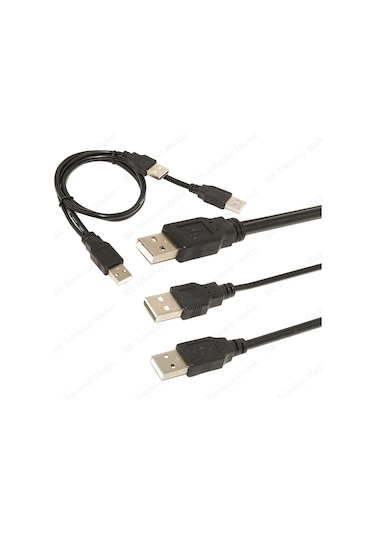 2 In 1 Harici Disk Hdd Usb Y Splitter Kablo 3Xusb Kablo
