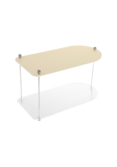 Suntek Katmanlı Vanity Organizatör Tepsi Yatak Mutfak Dresser Baharat Rafı 2 Katmanlı Beyaz