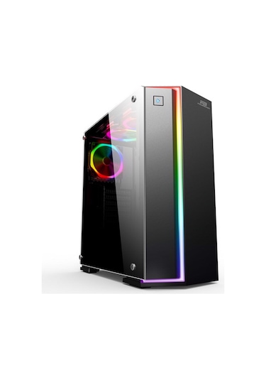 Powerboost VK-G3906S USB 3.0 Siyah Rainbow RGB Fan Strip MidT Gaming Kasa (PSU Yok)