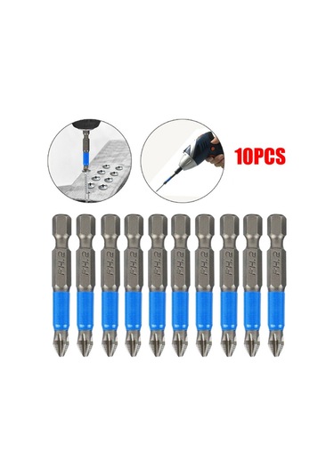 Yaozixia 10 Adet Manyetik 50mm 1/4 İnç Ph2 Çapraz Tornavida Matkap Uçları Elektrikli Tornavida İçin Onaltılık Şaft Kaymaz