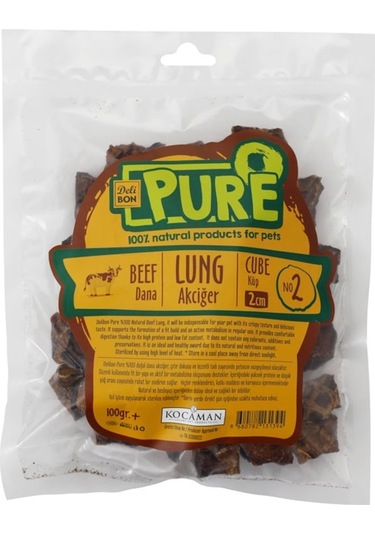 Delibon Pure Köpek için Dana Kurutulmuş Akciğer 2 CM 100 G