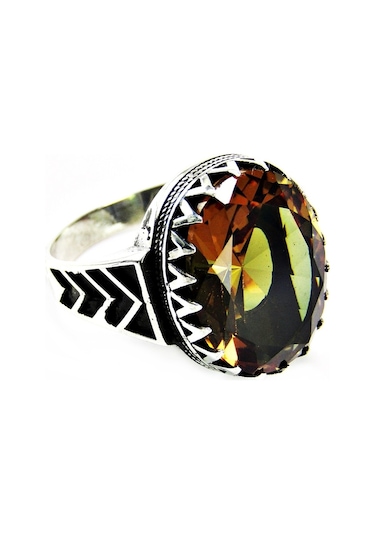 Zultanit Oval Büyük Taşlı Gümüş Erkek Yüzük