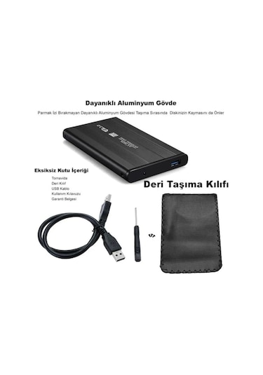 2.5 Inç Usb 3.0 Sata Harddisk Hdd Kutusu 5 Gbps + Kılıf - Siyah