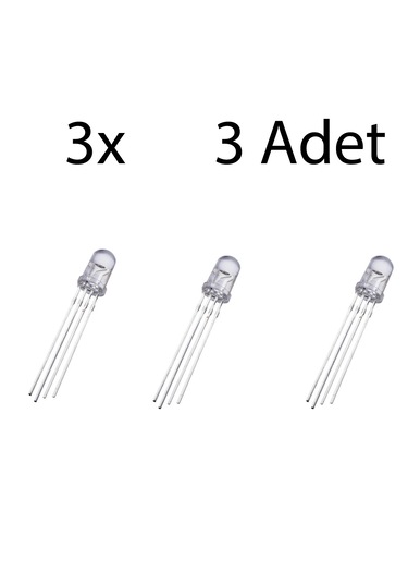 5mm Rgb Led Ortak Anot 4 Pin Multicolor Diyot Işık 3 Adet