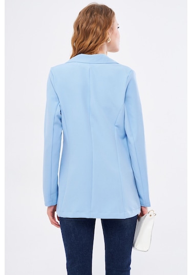 Armonika Kadın Bebe Mavi Tek Düğmeli Blazer Ceket Arm-20k001020