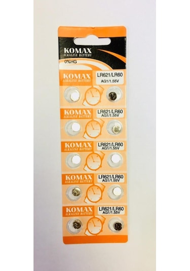 Komax AG1 LR621 LR60 Alkalin Düğme Pil 10'lu