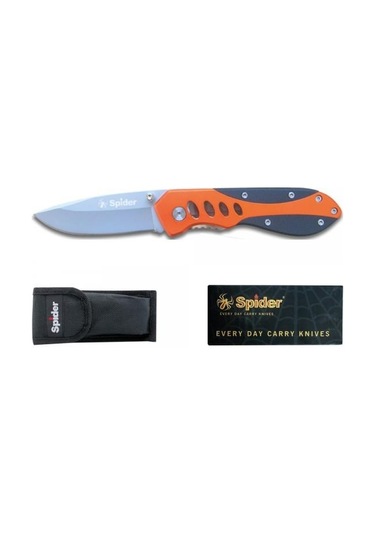 Spider Paslanmaz Bel Klipsli Çakı E017or Siyah - Turuncu