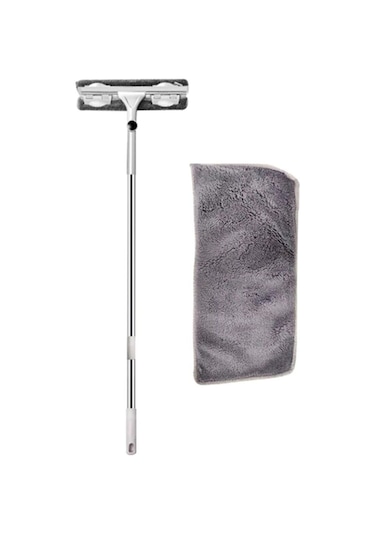 Paslanmaz Çelik Uzun Saplı Temizleme Fırçası Pencere Temizleyici Cam - Fayans Silecek Teleskopik