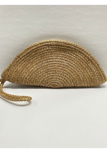 Clutch Çanta / El Çantası / Ay Model / Portföy Çanta Hasır Bej