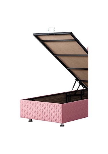 Setaymobilya Baza, Camelli Pembe Tek Kişilik Baza + Başlık + Ortopedik Yatak