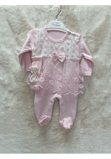 Papatya Küpürlü Bandanalı Tulum Pembe