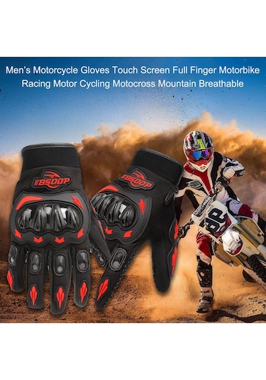 Ekrana Dokunmak için Tam Parmak Erkek Motosiklet Eldiveni