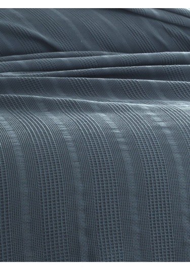Çift Kişilik Waffle Pike 210x230cm, %100 Pamuk, Petekli Pike İndigo