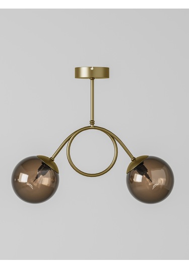 Arven Modern Eskitme Metal Gövdeli 2'li Bal Rengi Cam Küre Avize