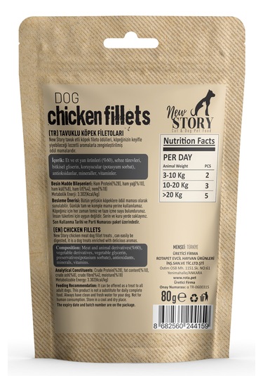 New Story Dog Chicken Fillets Tavuk Etli Şerit Köpek Ödülü 4 x 80 G