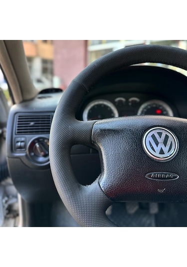 Volkswagen Golf 4 Araca Özel Direksiyon Kılıfı Nokta Düz Siyah D