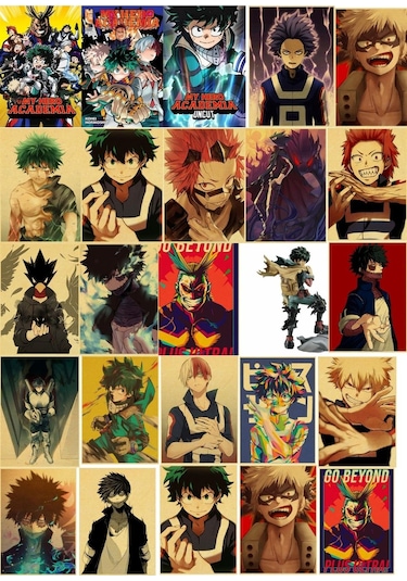 Boku No Hero Academia Anime Duvar Retro Poster 34 Adet 10cm 15cm