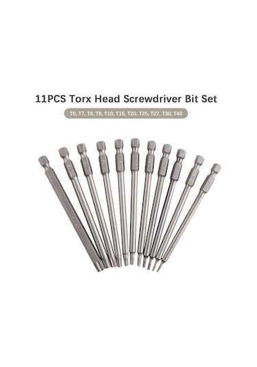 Novahub Tornavida 11 Adet Torx Başlı Tornavida Ucu Seti 6.35mm Altıgen Şaft 100mm Uzun M - Kullanışlı Torx Uçlu Tornavida Seti