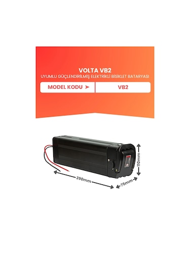 Volta Vb2 Uyumlu 36v 20ah Elektrikli Bisiklet Bataryası Siyah