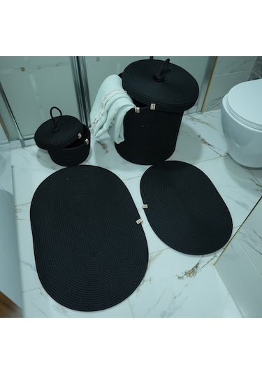 Zengin Supla Banyo Paspas Seti Siyah