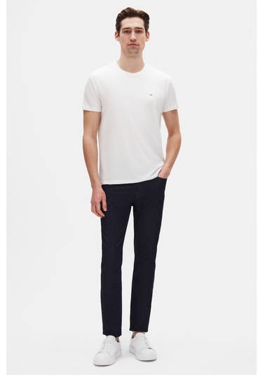 Ds Damat Regular Fit Ekru Düz Nakışlı %100 Pamuk T-shirt 4hc140632006m Ekru