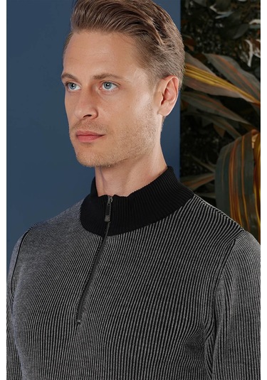 Tr 859 Slim Fit Siyah Klasik Triko Siyah